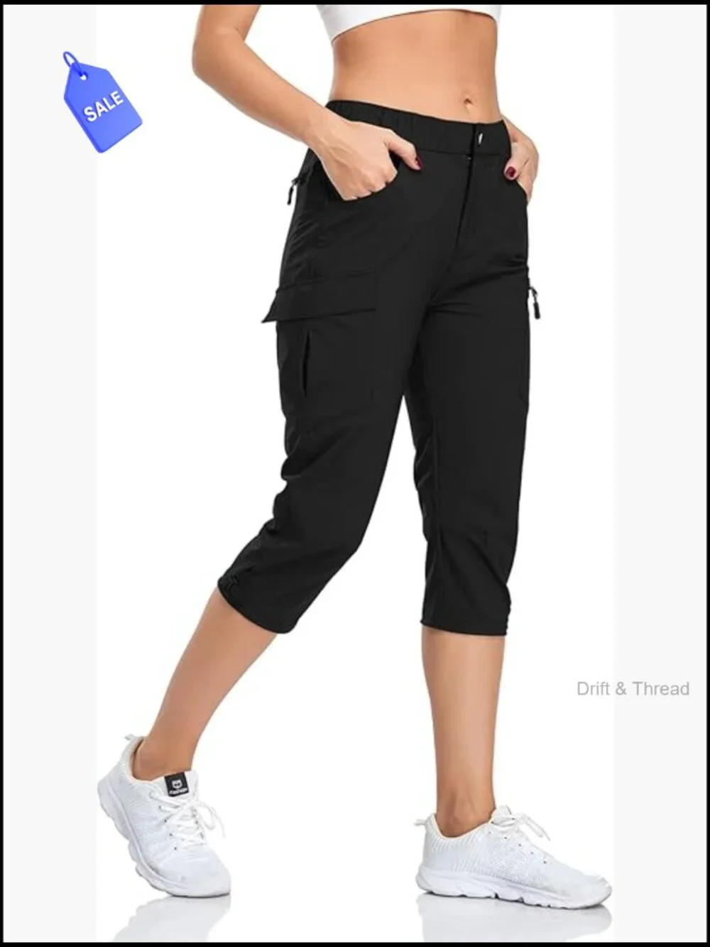 Women's Hiking Cargo Capris Quick Dry UPF 50 Zip Pockets